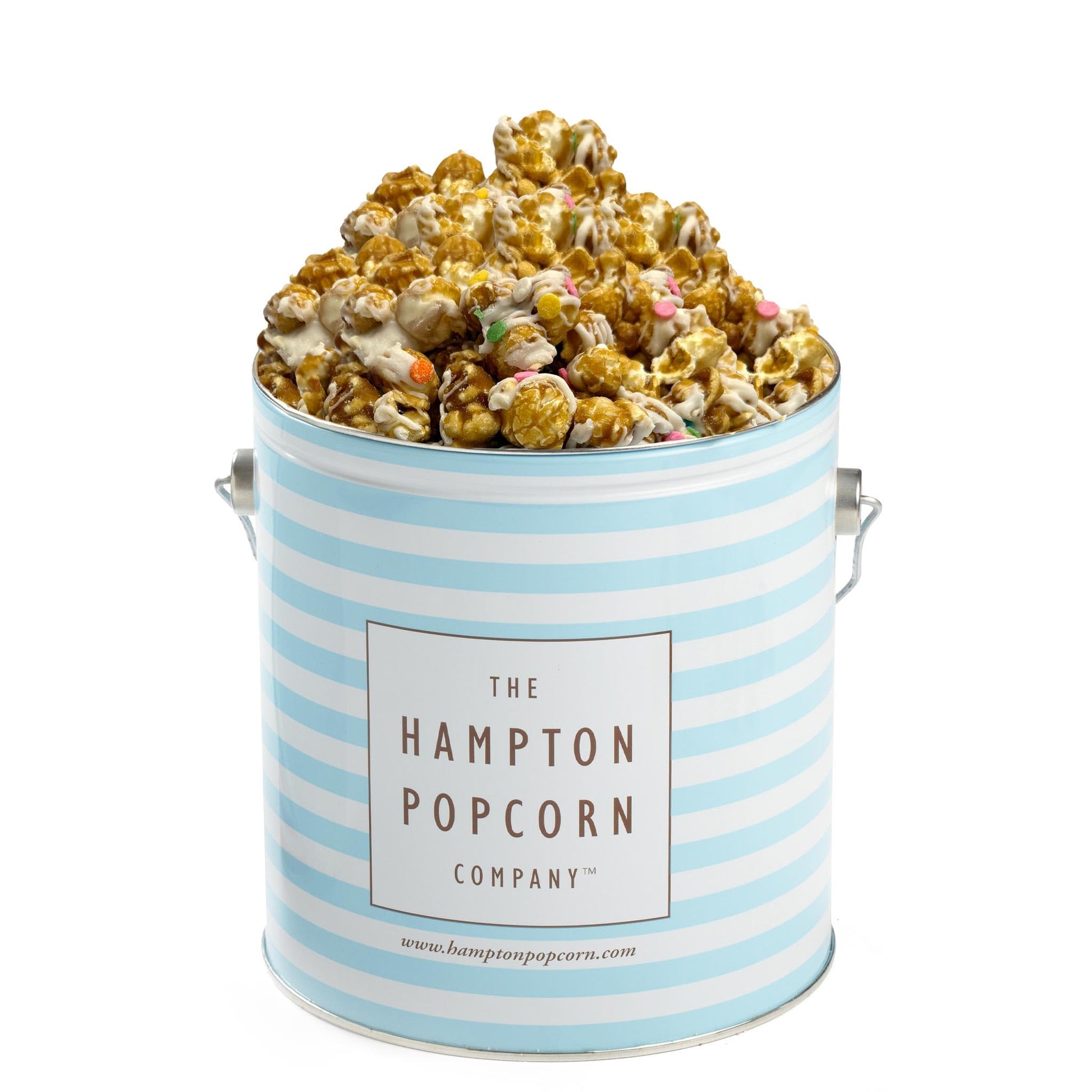 White Chocolate Birthday Cake with Confetti Tin, 26 Ounce (1 Gallon Tin), Birthday Gifts, The Hampton Popcorn & Candy Company
