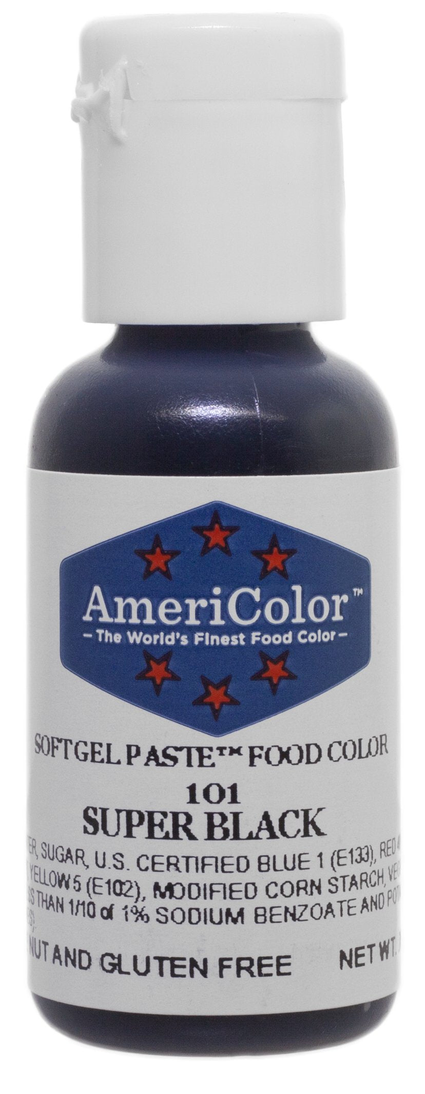 Americolor, Super Black, .75 Ounce Bottle, Soft Gel Paste Food Color