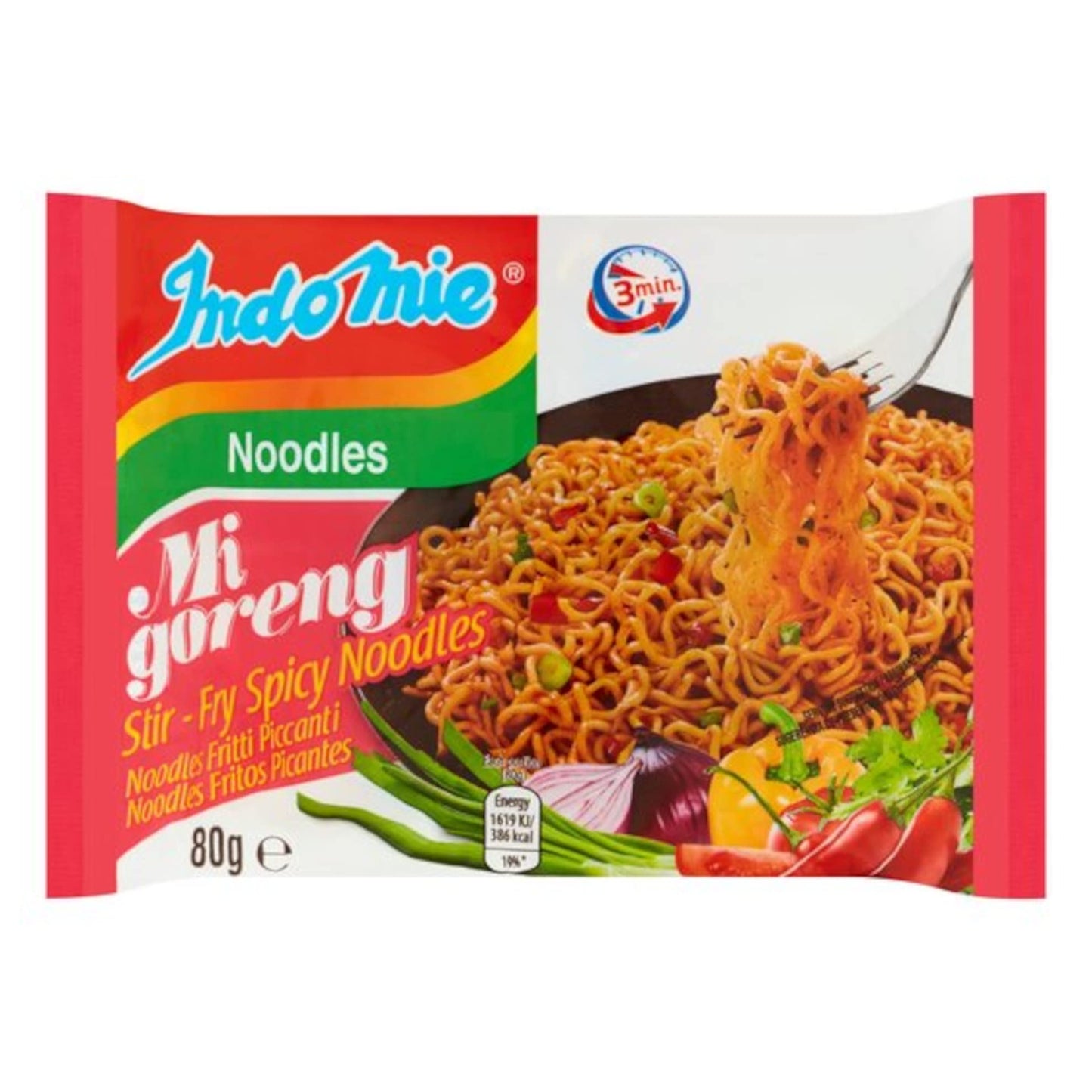 Indomie Mi Goreng Instant Stir Fry Noodles, Halal Certified, Hot & Spicy / Pedas Flavor 2.82 Ounce (Pack Of 30)