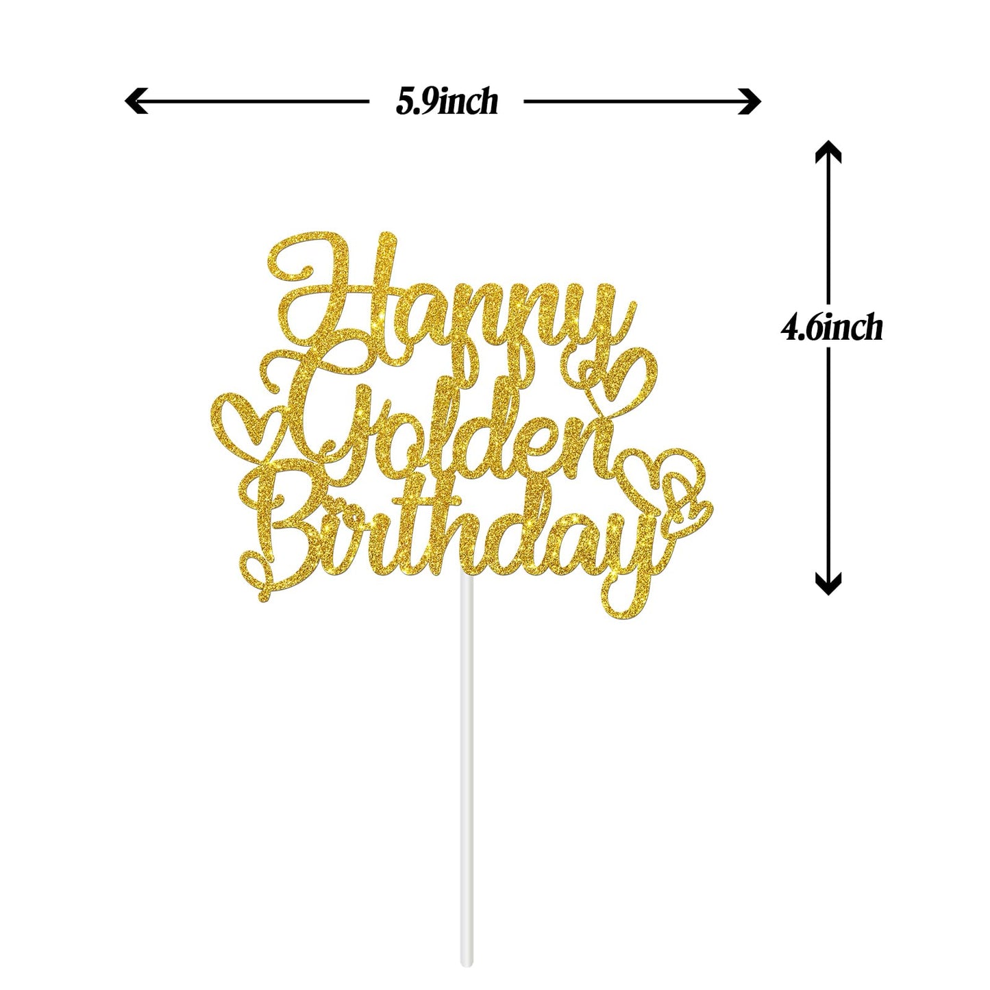 Dill-Dall Happy Golden Birthday Cake Topper, Men Women Golden Birthday Party Decor, 21St 25Th 30Th 40Th 50Th 60Th Birthday Party
