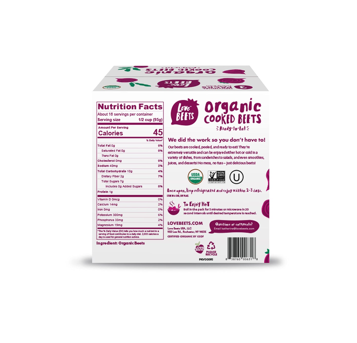 Love Beets Organic Cooked Beets | USA Grown Beets, Rich in Antioxidants, Nitric Oxide Boosting, No Added Sugar, No Preservatives