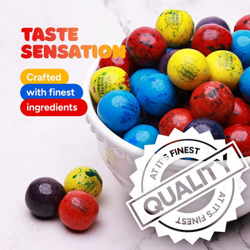 Gumballs For Kids - 1 Inch Double Bubble Gumballs - Berry Blots Big Gum Balls In Bag - 7 Oz Chewing Gum Giant Bubble Gums