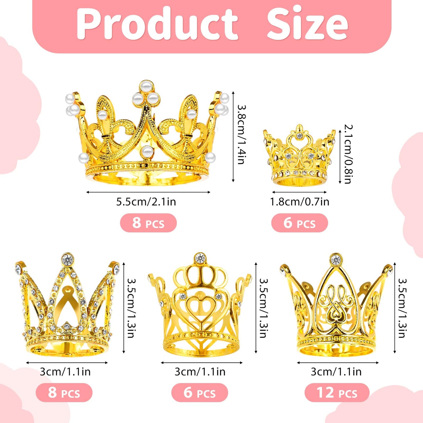 40 Pcs Crowns For Flower Bouquets Crown Cake Topper Small Crown For Flower Accessories Mini Crown Cupcake Toppers For Lady Brida