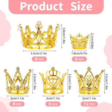 40 Pcs Crowns For Flower Bouquets Crown Cake Topper Small Crown For Flower Accessories Mini Crown Cupcake Toppers For Lady Brida