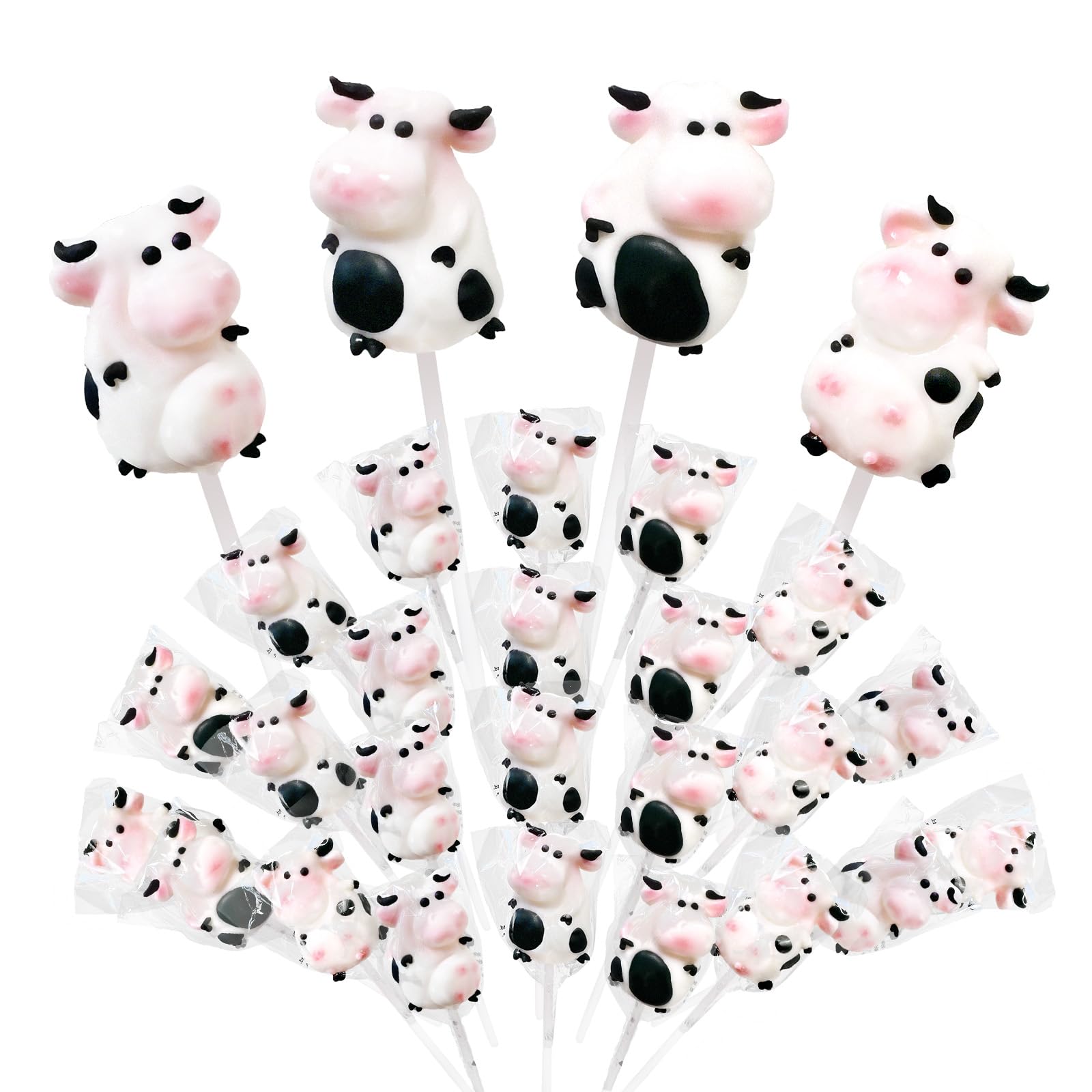 Cow Lollipops Individually Wrapped - 24 Cow Candy Party Suckers - Cow Themed Party Occasions, A Taste of Farm Favor of Mixed Fru
