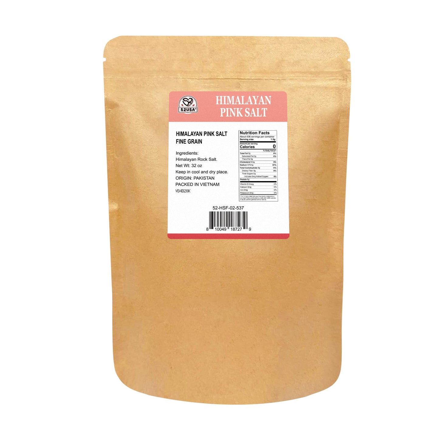 52Usa Himalayan Pink Salt, Fine Grain 2 Lbs, Pink Himalayan Sea Salt, Salt For Grinder Refill, Kosher