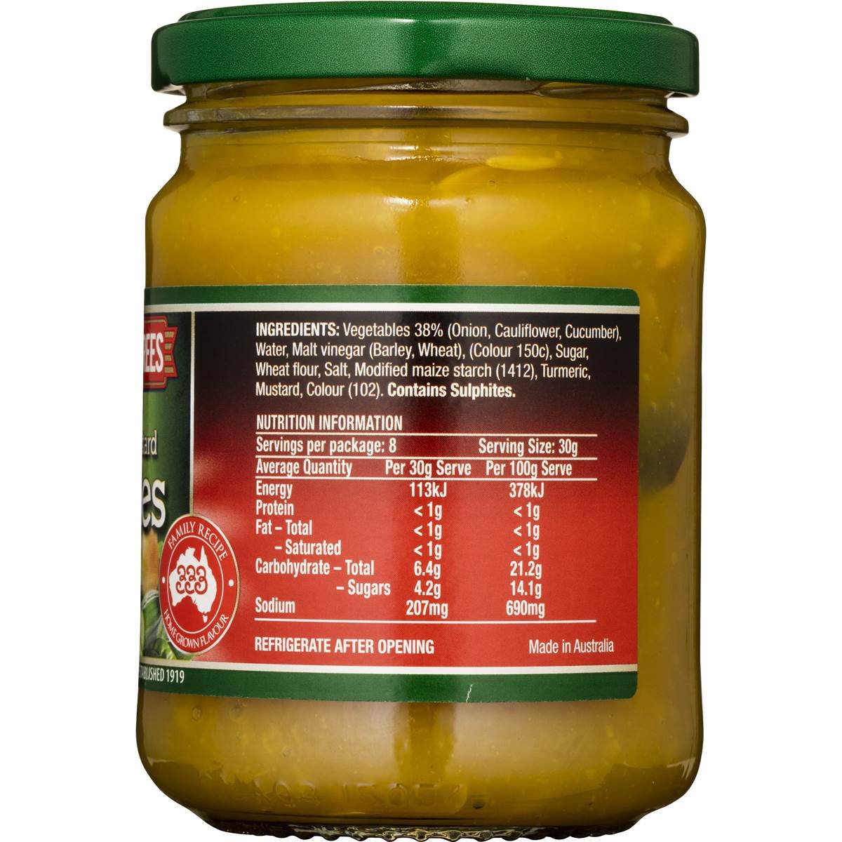 Three Three Sweet Mustard Pickles 250g