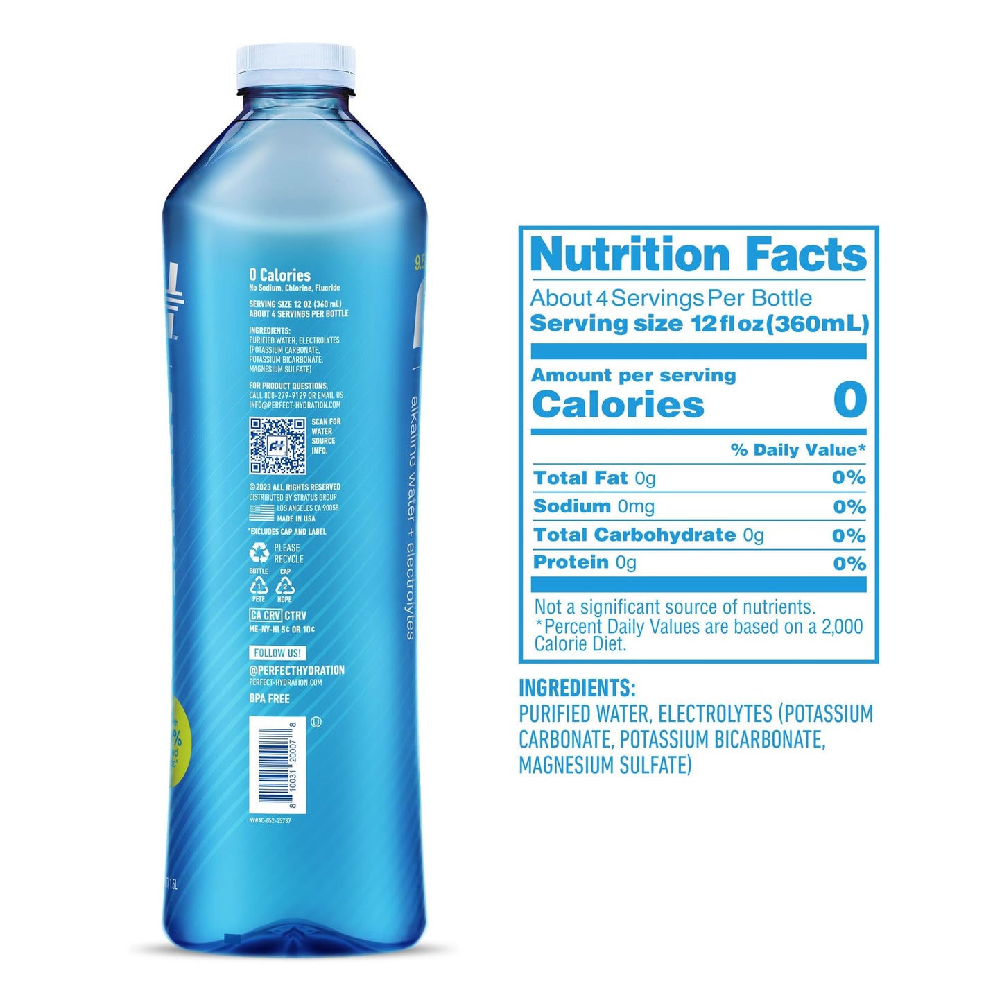 Perfect Hydration 9.5+ pH Alkaline Drinking Water, 1.5-Liter Bottle, Case of 12, 2-Pack