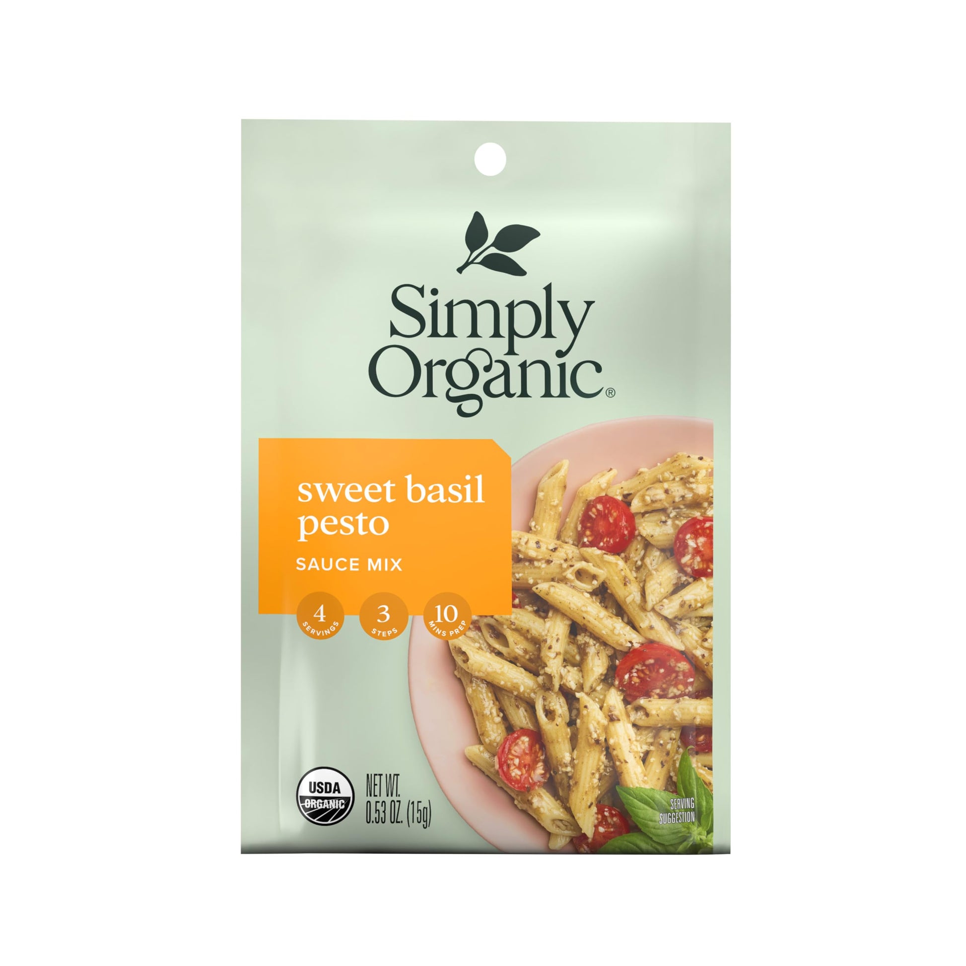Simply Organic Sweet Basil Pesto Seasoning Mix, 0.53 Ounce - 12 per case.