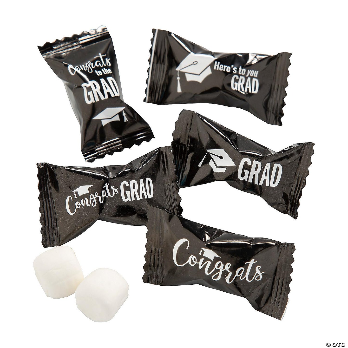 Graduation Buttermints, Graduation Party Candy, Candy Buffet, 108 Pieces, Individually Wrapped Pieces (Black)