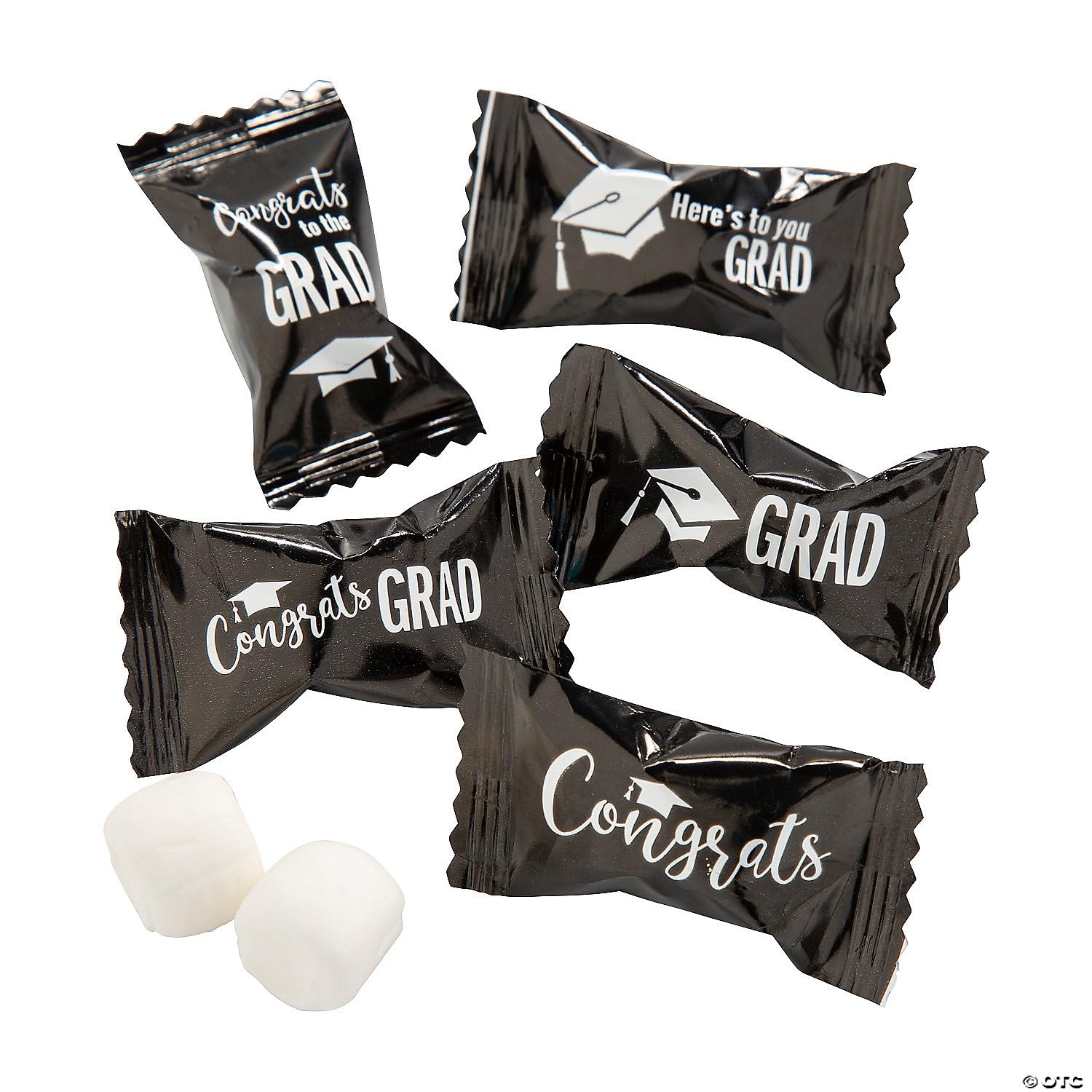 Graduation Buttermints, Graduation Party Candy, Candy Buffet, 108 Pieces, Individually Wrapped Pieces (Black)