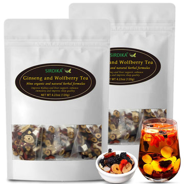 Kidney Tea - Ginseng and Wolfberry Tea, Ginseng Nine Treasure Tea, Men's Health Tea Herbal 9 Precious Ingredients Formula, Natur