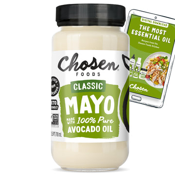 Chosen Foods 100% Avocado Oil-Based Classic Mayonnaise, 24 floz, Gluten & Dairy Free, Low-Carb, Keto & Paleo Diet Friendly, Mayo