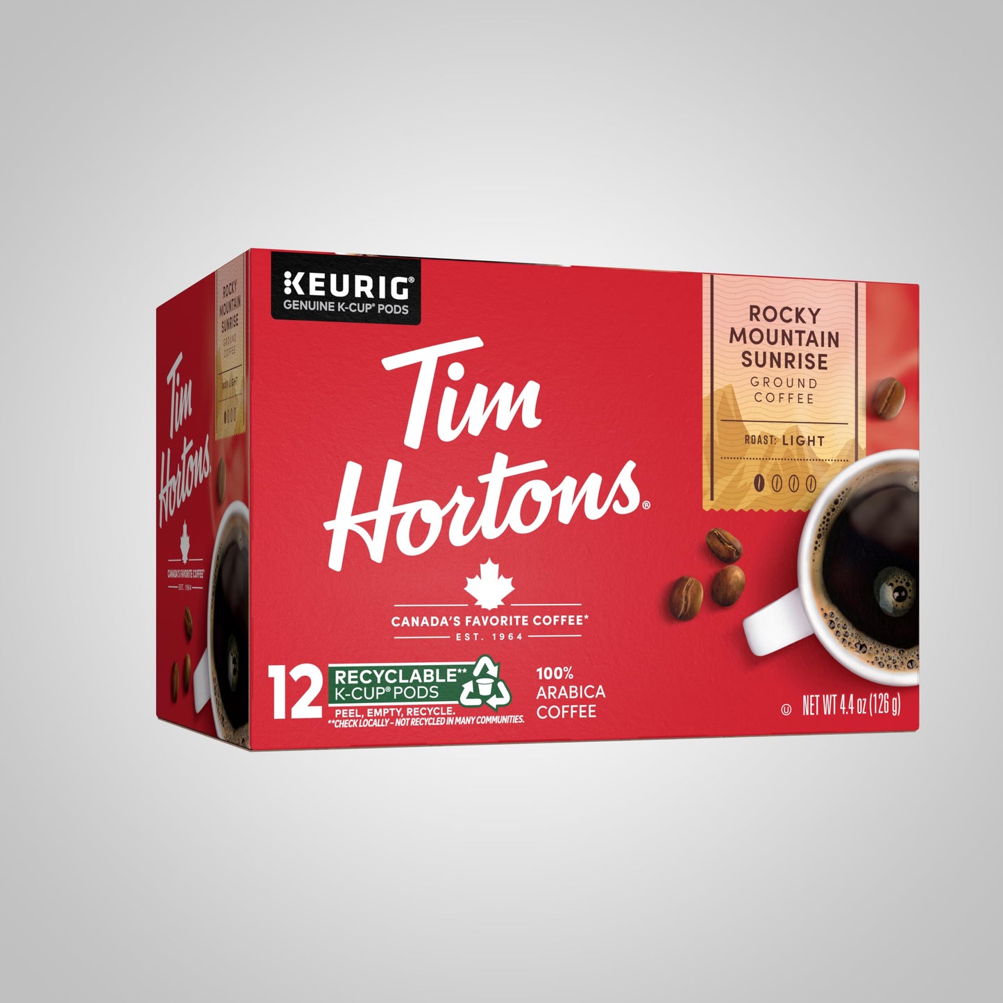 Tim Hortons 12ct K-Cups Light Roast Rocky Mountain Sunrise 100% Arabica Coffee