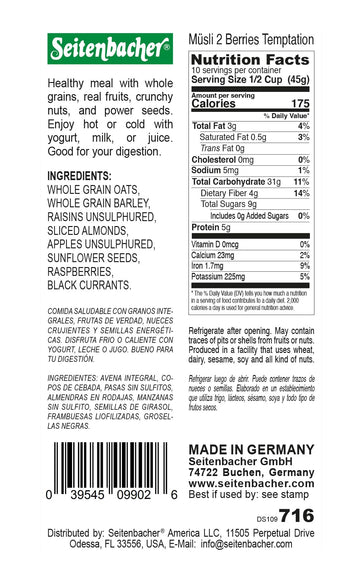 Seitenbacher Muesli #2 Berries Temptation, 16 Ounce (6-Pack)