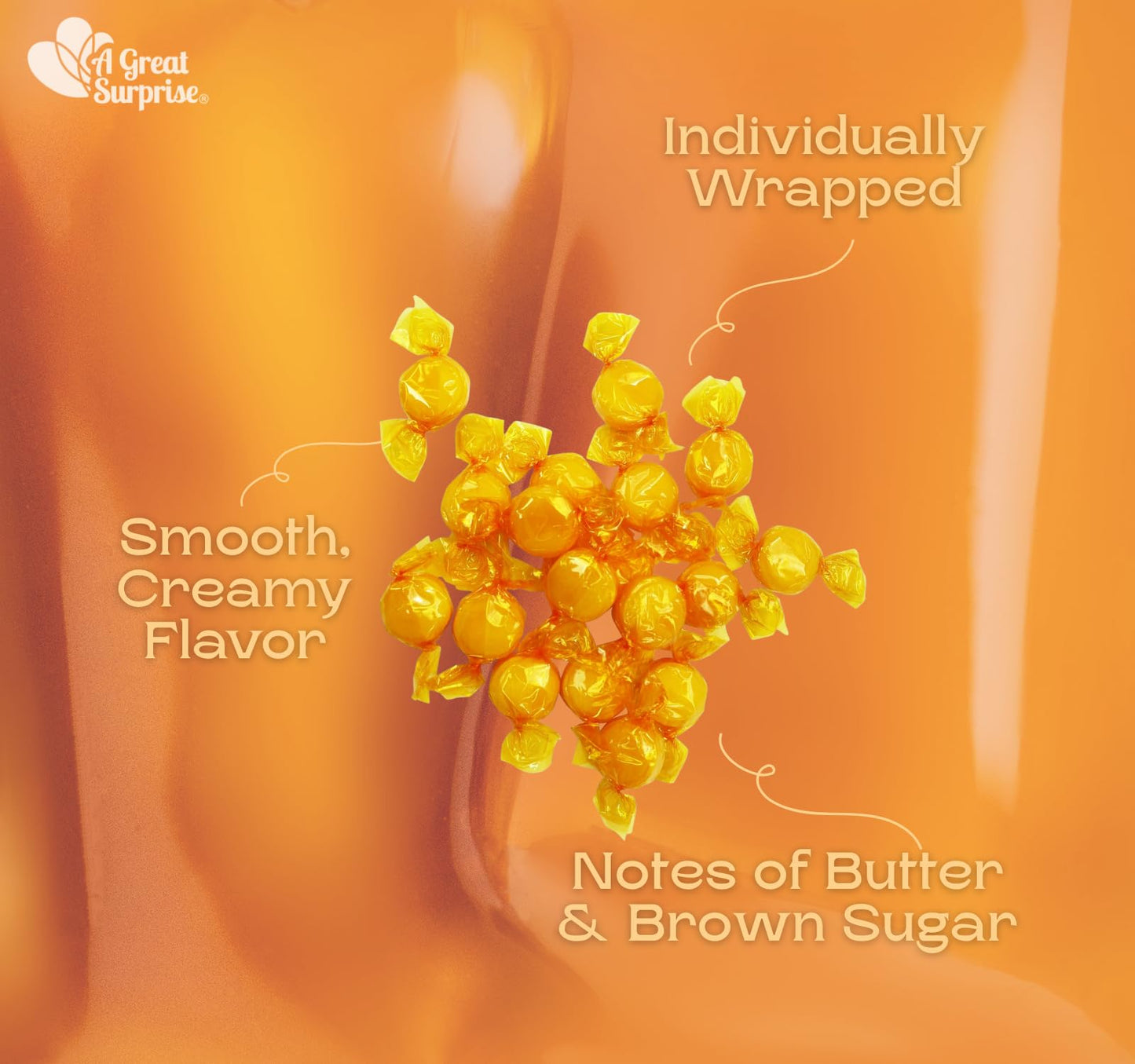 A Great Surprise Butterscotch Hard Candy - 6 Pounds - Individually Wrapped Butter Scotch Buttons Candies - Bulk Yellow Treats Fo