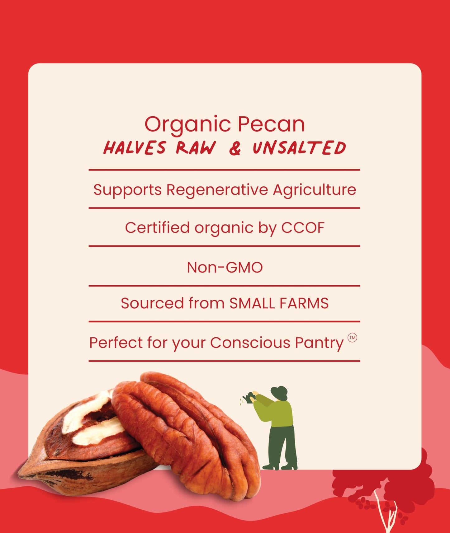 Goodsam Organic Raw Pecan Halves 2 Pack, 8 Oz Each, Gluten-Free, Sourced From Mexico, Regenerative Farming, Ideal For Vegan And
