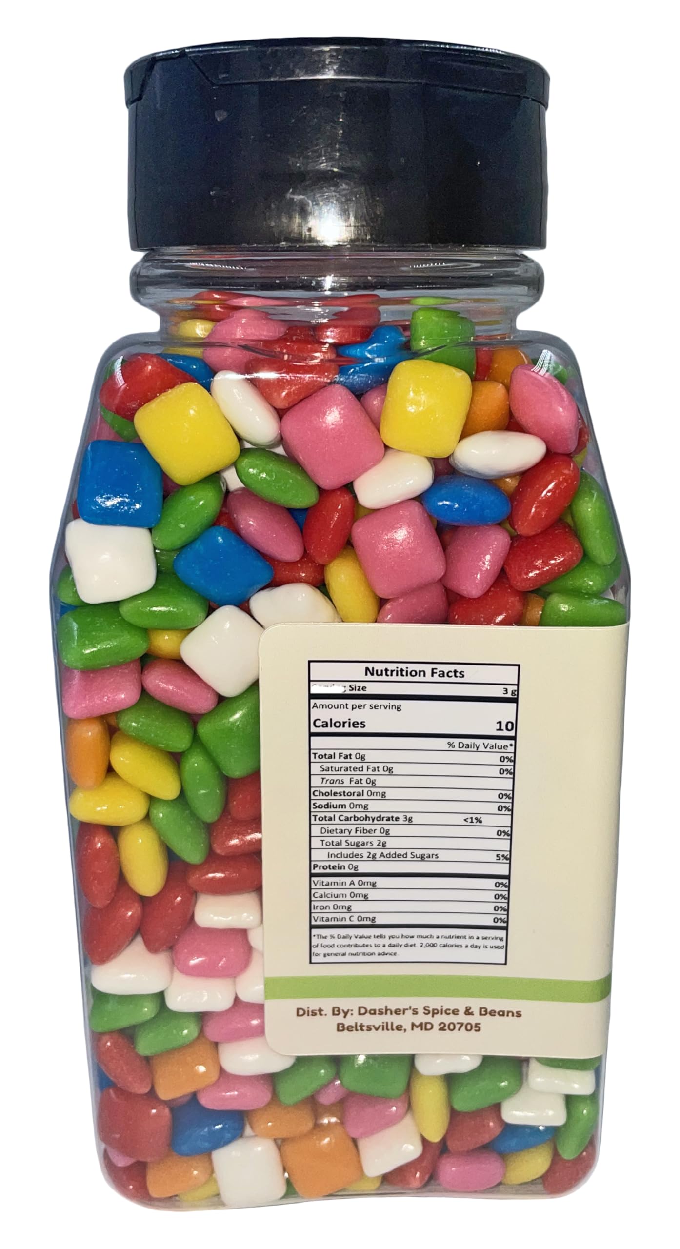 Mini Bubble Gum | Easy-Pour Lid | Ice Cream Topping & Cake Decoration | By Dasher'S Spice & Beans | 1 Lb