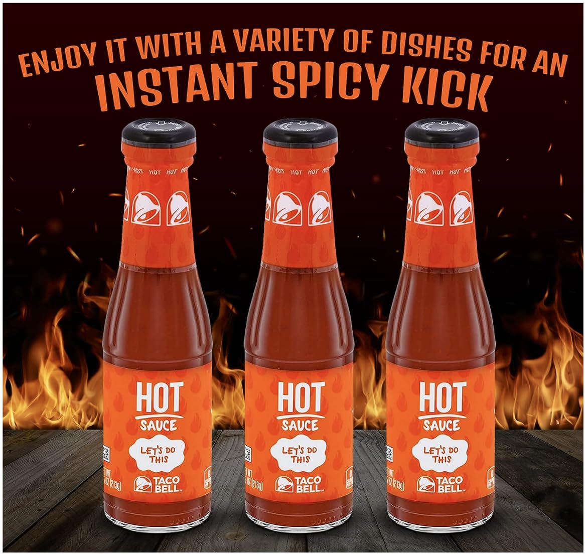 Taco Bell Hot Sauce Bottle 7.5 oz. (2-Pack) With Couger Card