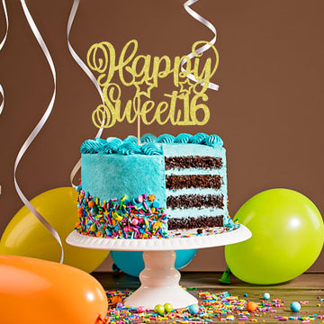Keaziu 1 Pack Happy Sweet 16 Cupcake Toppers Sweet Sixteen 16 Happy 16 Cake Picks For 16Th Birthday Wedding Anniversary Party Ca