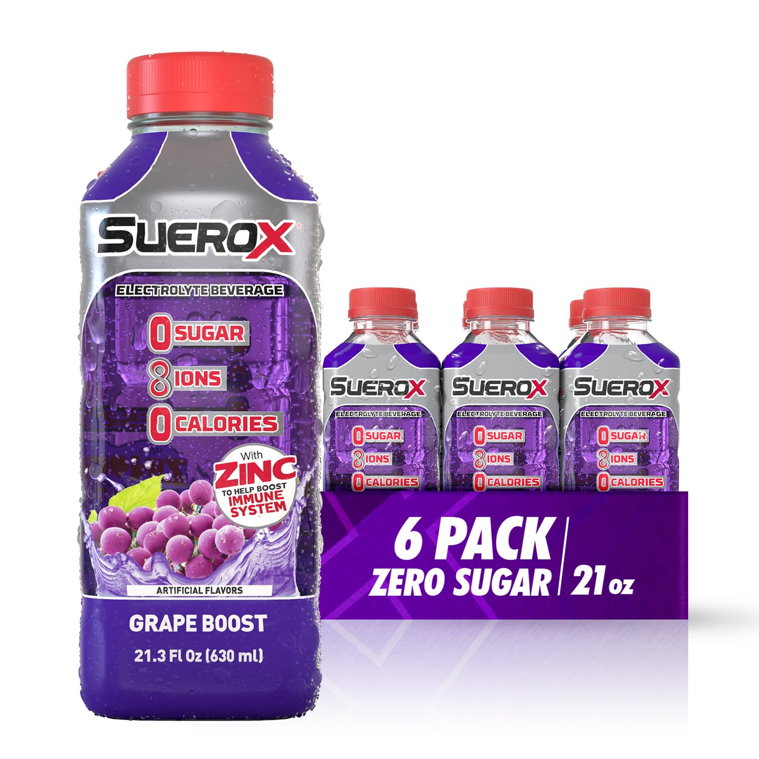 SueroX Sugar Free Sports Drink for Hydration and Recovery  Electrolyte Hydration Drink with 8 Ions  Zero Calorie Sports Drinks  G Boost  21.3 Fl Oz  6 Count