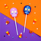 Halloween Sugar Skull Lollipops Candy, 24 Pack, Dia De Los Muertos, Strawberry, Orange, and Blue Raspberry Suckers
