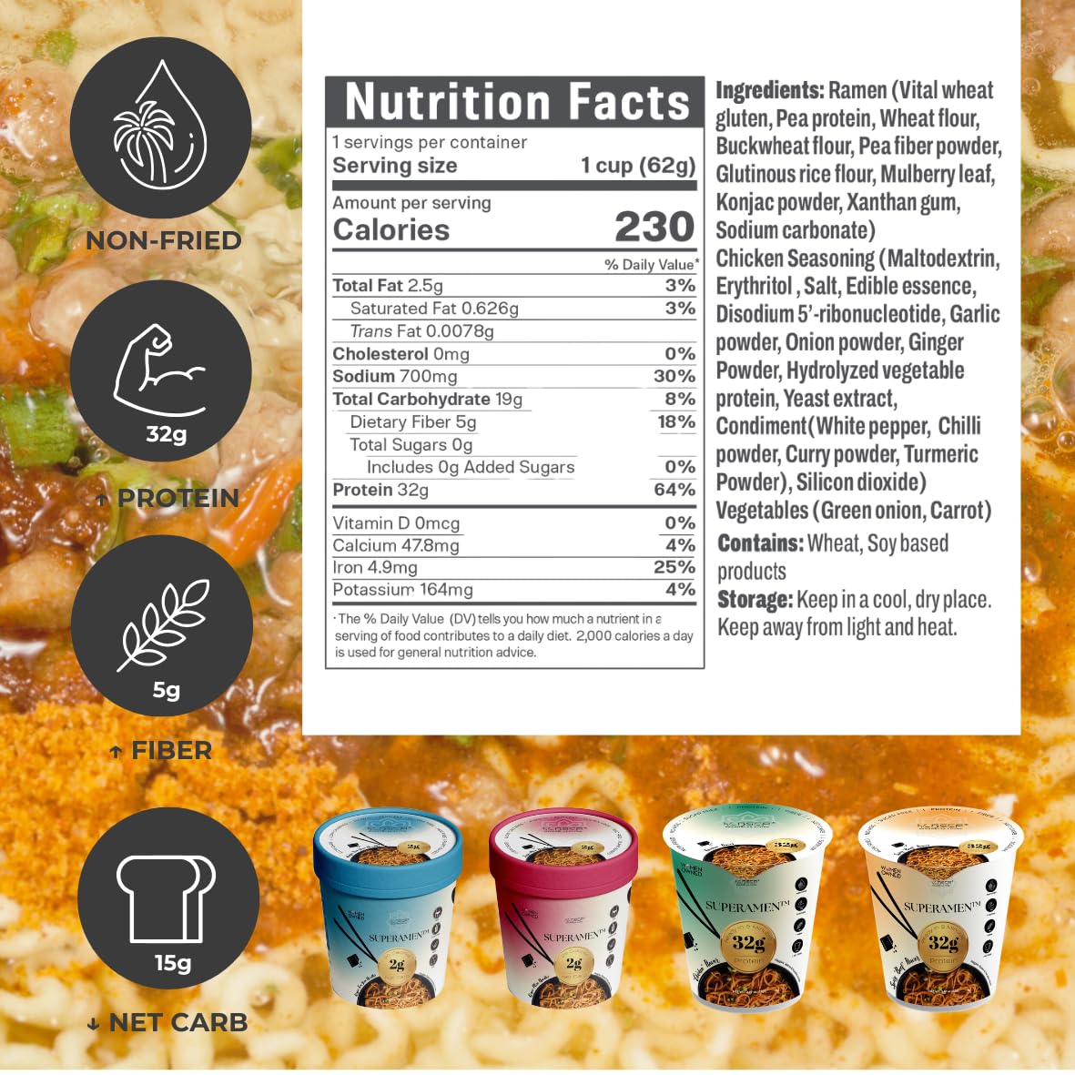 Black Garlic ''Chicken'' Ramen, 100% Plant Based, Keto Friendly, Low Carb, High Protein, Packaged Noodle Meal Kit, Ready To Eat,
