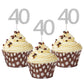 Sumerk 24Pcs 40 Cupcake Toppers Silver Glitter 40Th Birthday Cupcake Picks Anniversary Party Decorations