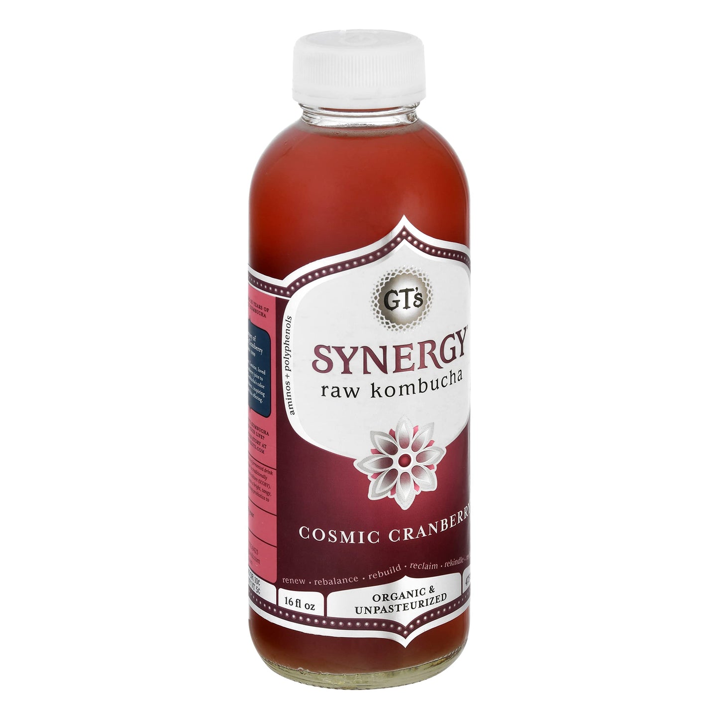 Gts Enlightened Synergy Organic And Raw Kombucha Cosmic Cranberry, 16 Ounce - 12 Per Case.