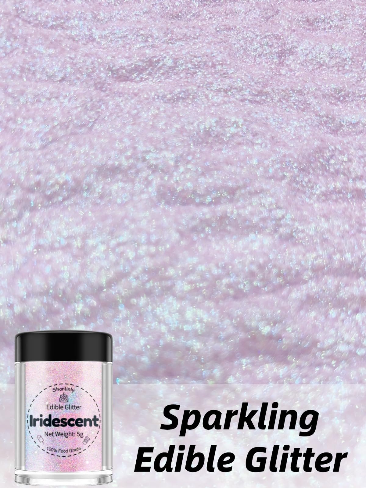 Shanlinly Iridescent Prism Powder Edible Glitter For Drinks, Food Grade Edible Glitter Dust Luster Shimmer Dust For Cakes Decora
