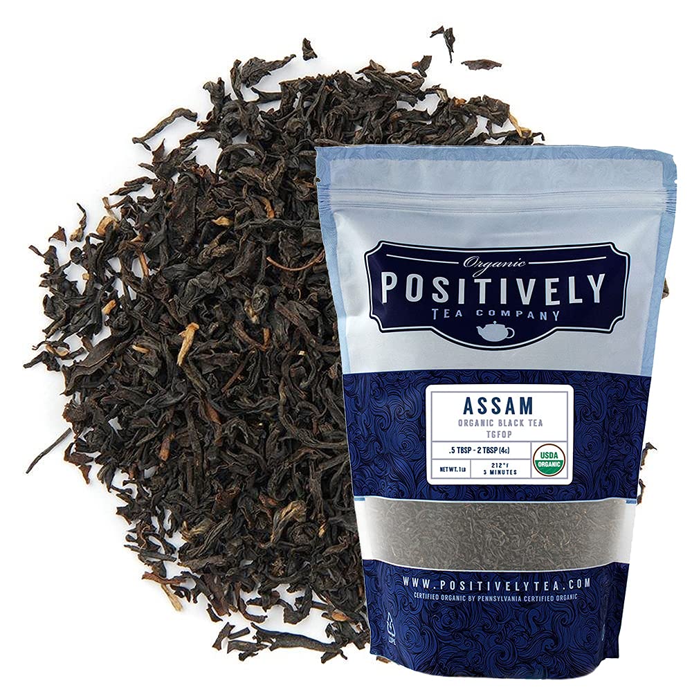 Organic Positively Tea Company, Assam Tgfop Black Tea, Loose Leaf, 16 Ounce