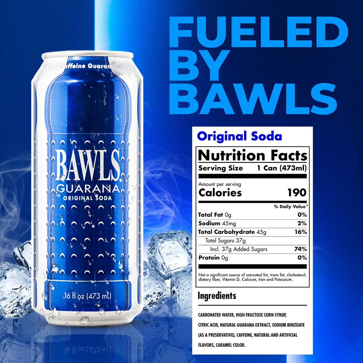 BAWLS Guarana Original, BAWLS Guarana Drink, Guarana Soda, Guarana Fueled Soda for Energy, High Energy Caffeinated Drink, 16oz 2