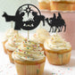 24Pcs Christmas Nativity Cupcake Toppers, Black Glitter Holy Nativity Cupcake Decoration, Christmas Jesus Decorations, Christmas