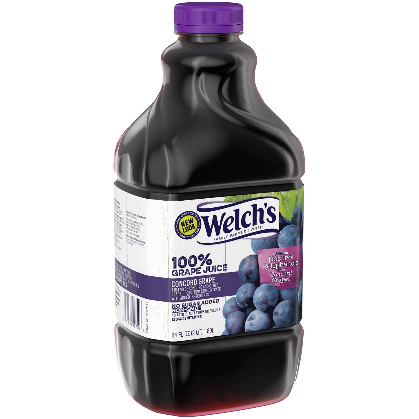 Welchs 100% Juice Concord Grape, No Sugar Added, 64 Fl Oz Bottles, Pack of 8