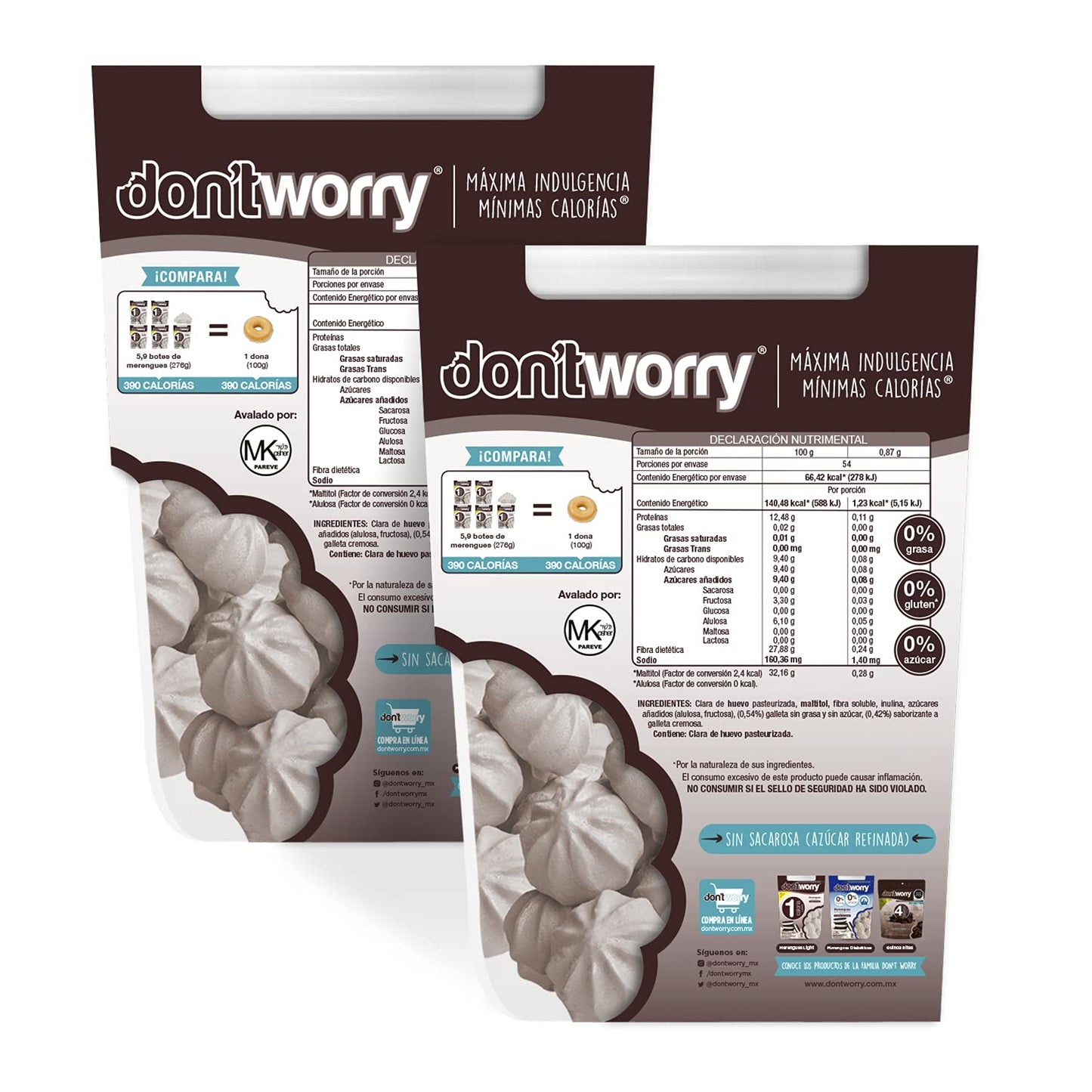 Don'T Worry Meringue Cookies Keto Friendly | Cookies And Cream | 2 Pack | Only 1 Calorie Per Piece! | Healthy Candy, Gluten Free