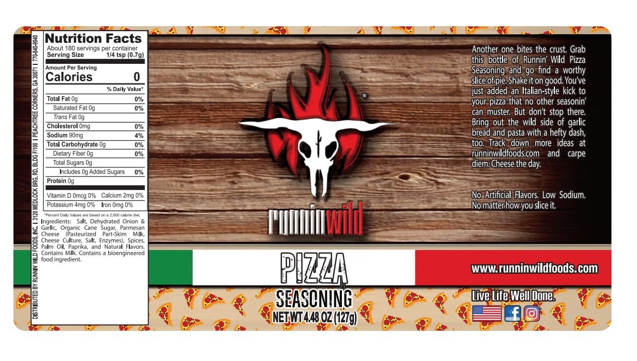 Gourmet Pizza Seasoning | Italian Seasoning Spice Blend | Low Sodium | No Artificial Flavors | Runnin Wild Foods, 4.48 Ounces
