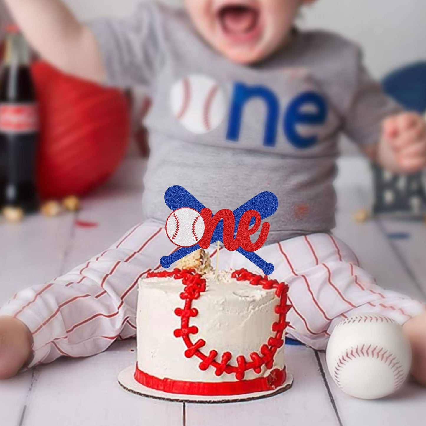 Gyufise 1 Pack Baseball One Cake Topper Baseball 1St Birthday Cake Topper Decorations Baseball 1St Birthday Decorations For Spor