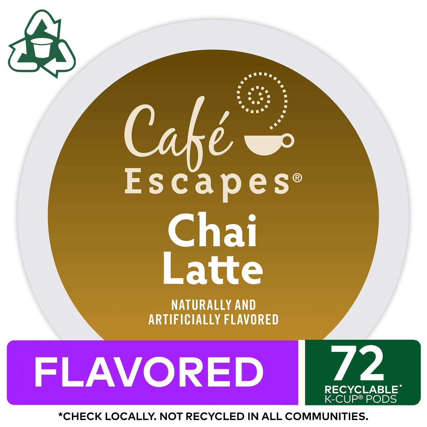 Café Escapes Chai Latte K-Cup Pods, 72 Count - Single-Serve Coffee, Model 5000054364
