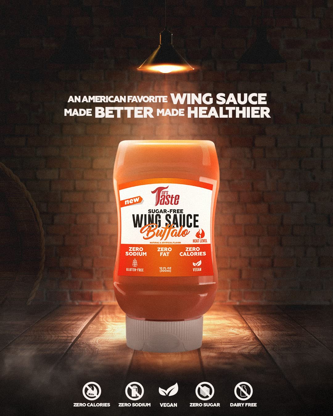 Mrs Taste Sugar Free Buffalo Wing Sauce, Zero Calories, Keto Friendly, Single Size
