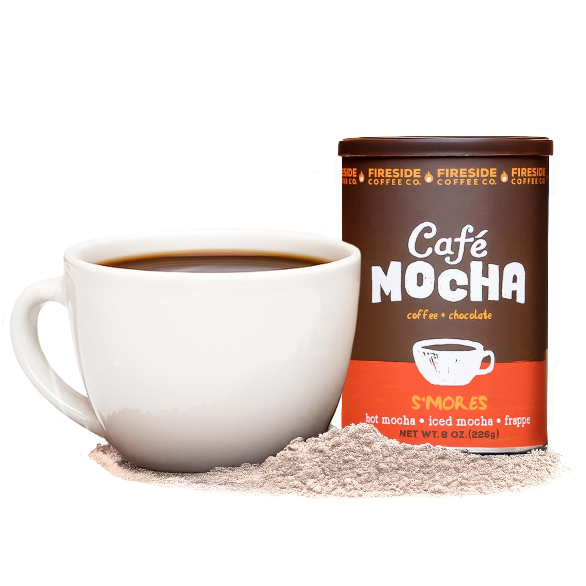 Fireside Coffee SMores Cafe Mocha - Top-Grade Instant Coffee Chocolate Blend - Versatile Caffeinated Drink Mix For Hot  Iced  Milkshake  And Mocha Frappe Mix  Only Add Water And Enjoy  8 Ounces