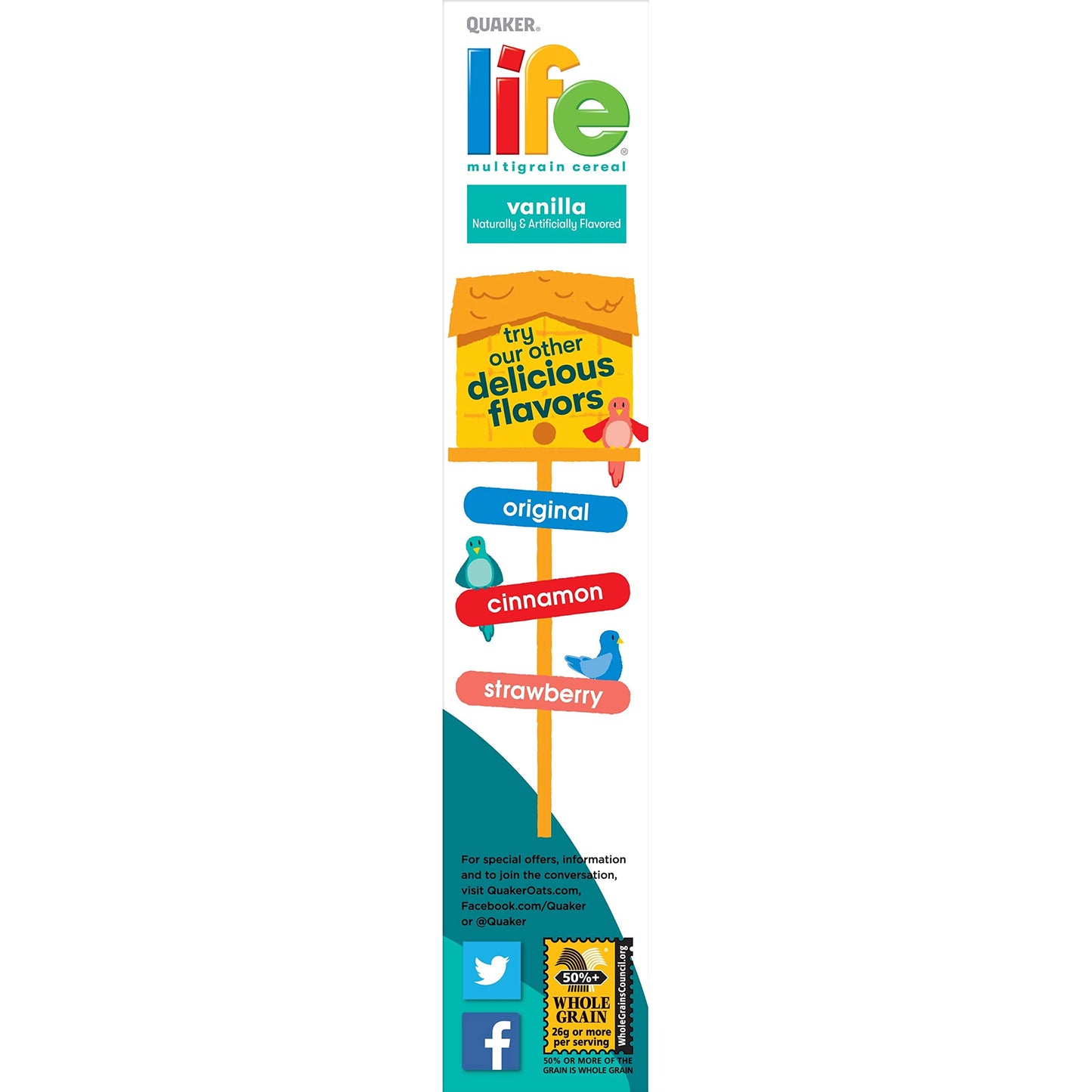 Quaker Life Cereal, Vanilla, 13 oz Box