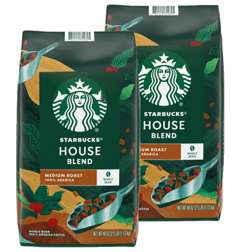 Starbucks House Blend Whole Bean Coffee (40 Ounce) (2 Pack), Brown
