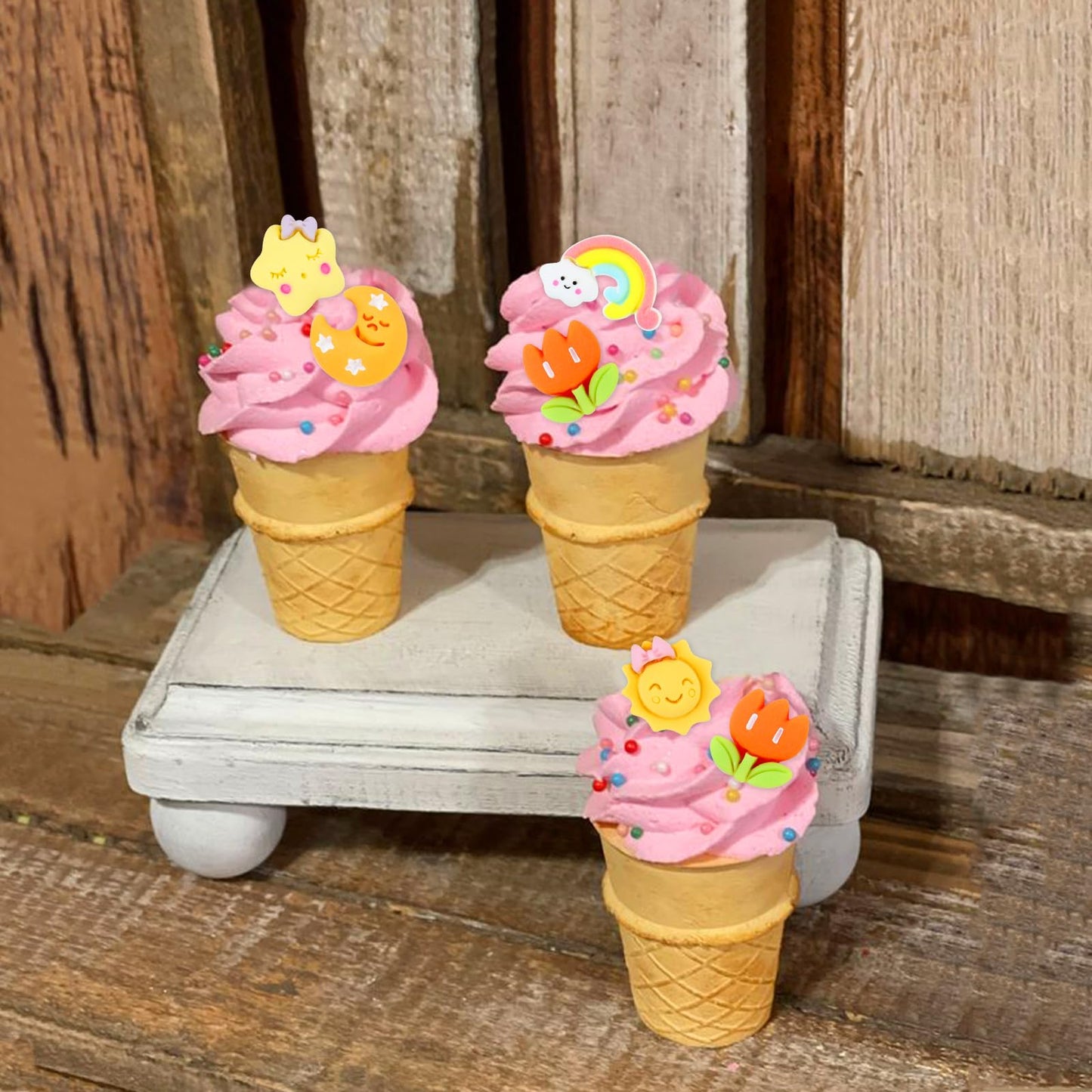 Keaziu 24 Pack Rainbow Cupcake Toppers Sunshine Star Moon Cupcake Picks For Boys Girls Rainbow Neutral Baby Shower Birthday Part