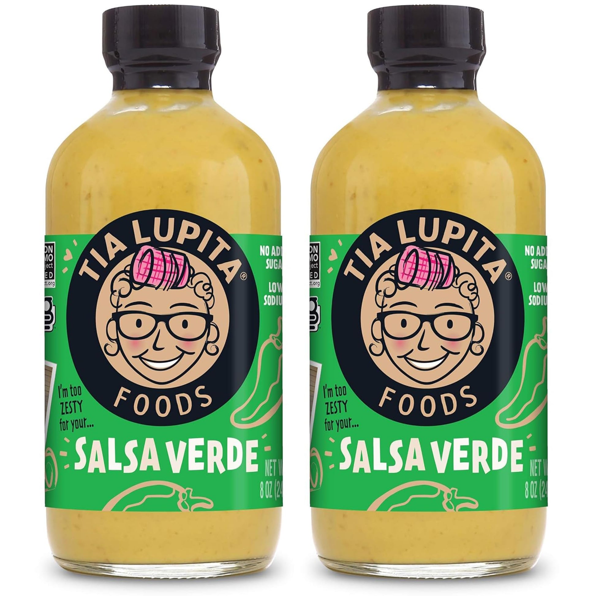 Tia Lupita Salsa Verde Hot Sauce 8 Oz (Pack of 2) Flavorful Heat, Mild to Medium Spice - Gluten-Free, Non-GMO, Sugar Free, Low S