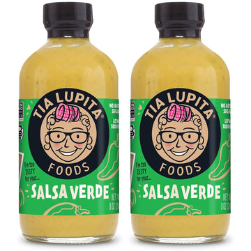 Tia Lupita Salsa Verde Hot Sauce 8 Oz (Pack of 2) Flavorful Heat, Mild to Medium Spice - Gluten-Free, Non-GMO, Sugar Free, Low S