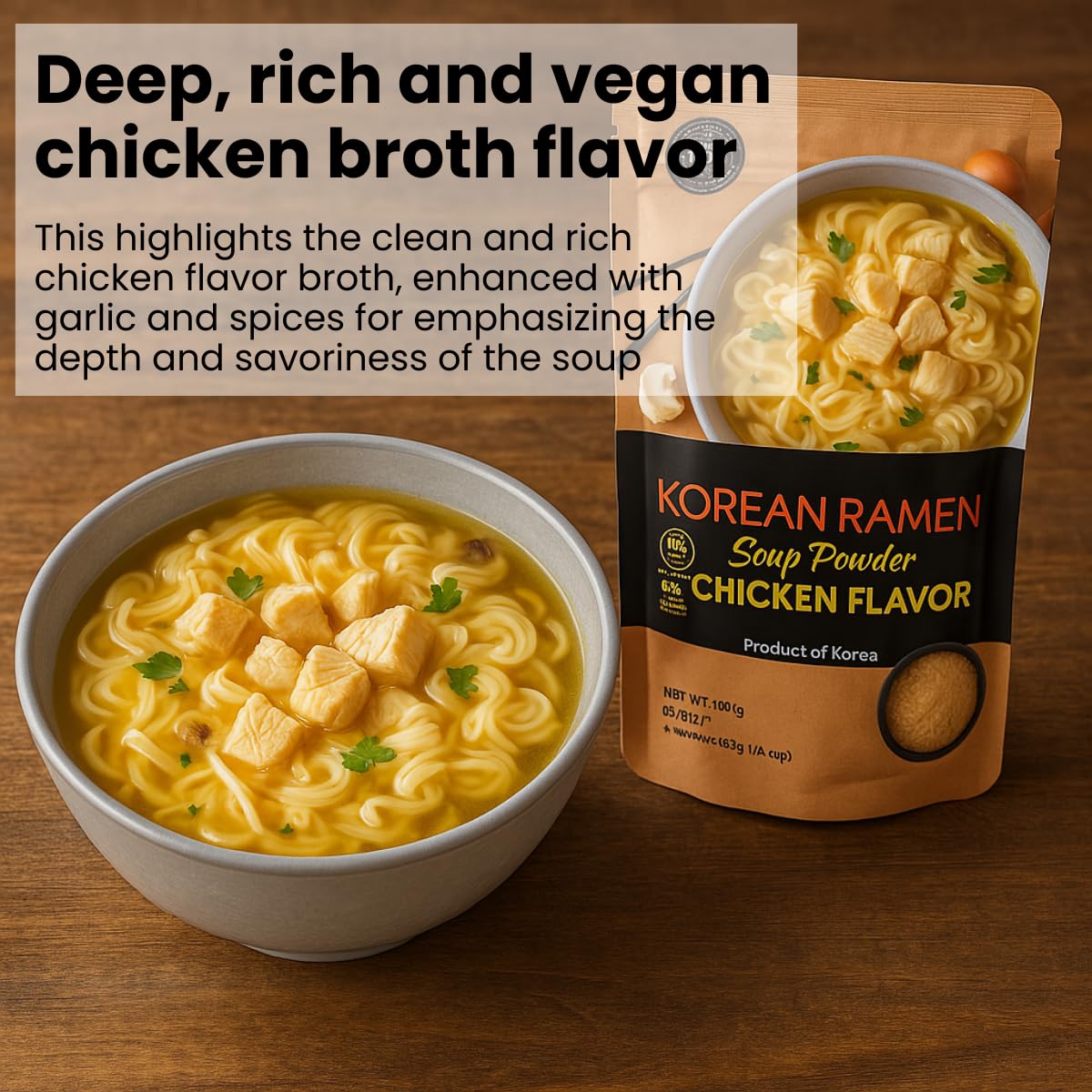 UNHAS ASIAN SNACK BOX Korean Chicken Ramen Soup Powder, Instant Seasoning, 5.29oz Pack, Umami Flavor