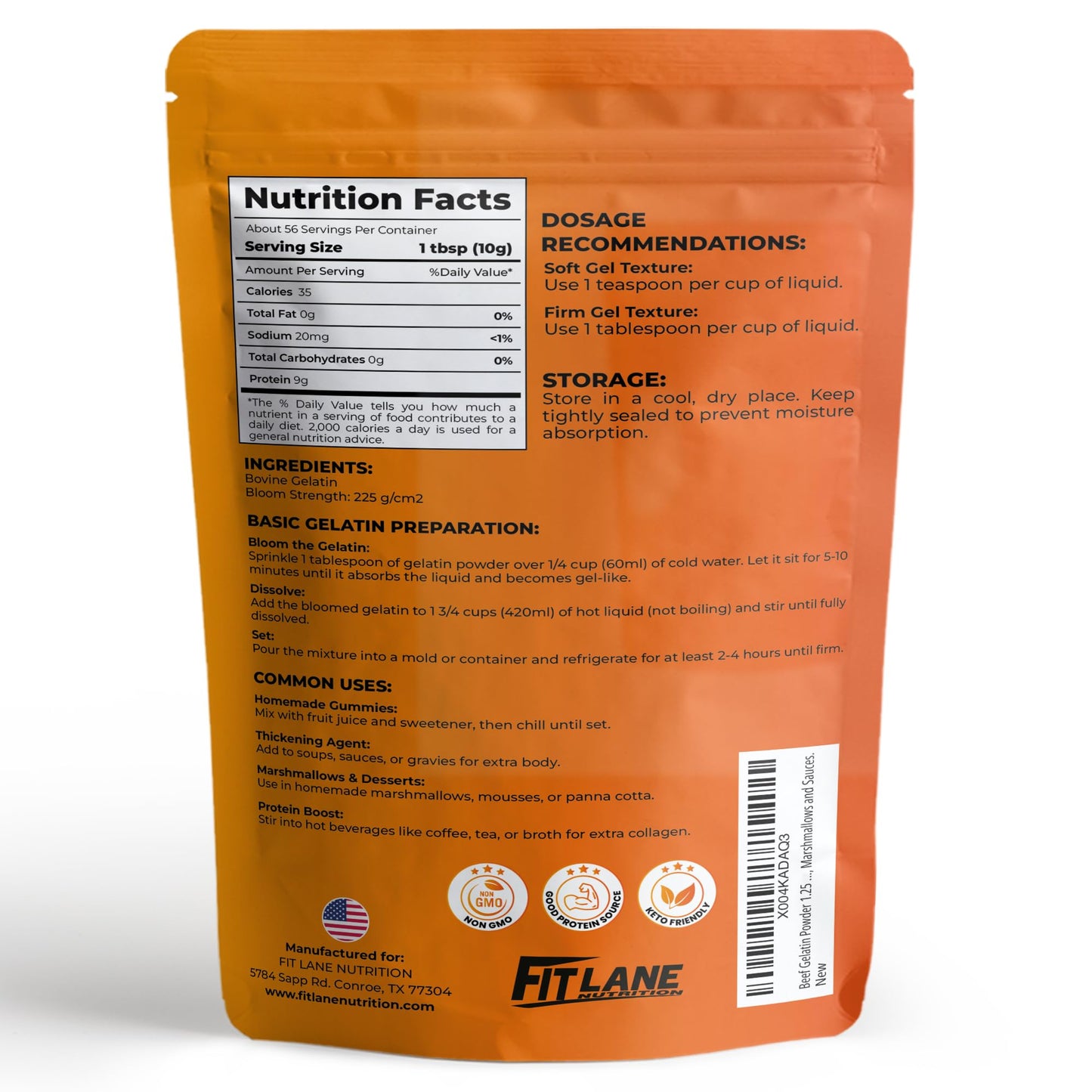 Beef Gelatin Powder 1.25 lbs - Grass-Fed  Unflavored  Non-GMO - enhanced Thickening Agent for Cooking & Baking - Perfect for Gummy Candy  Marshmallows and Sauces.
