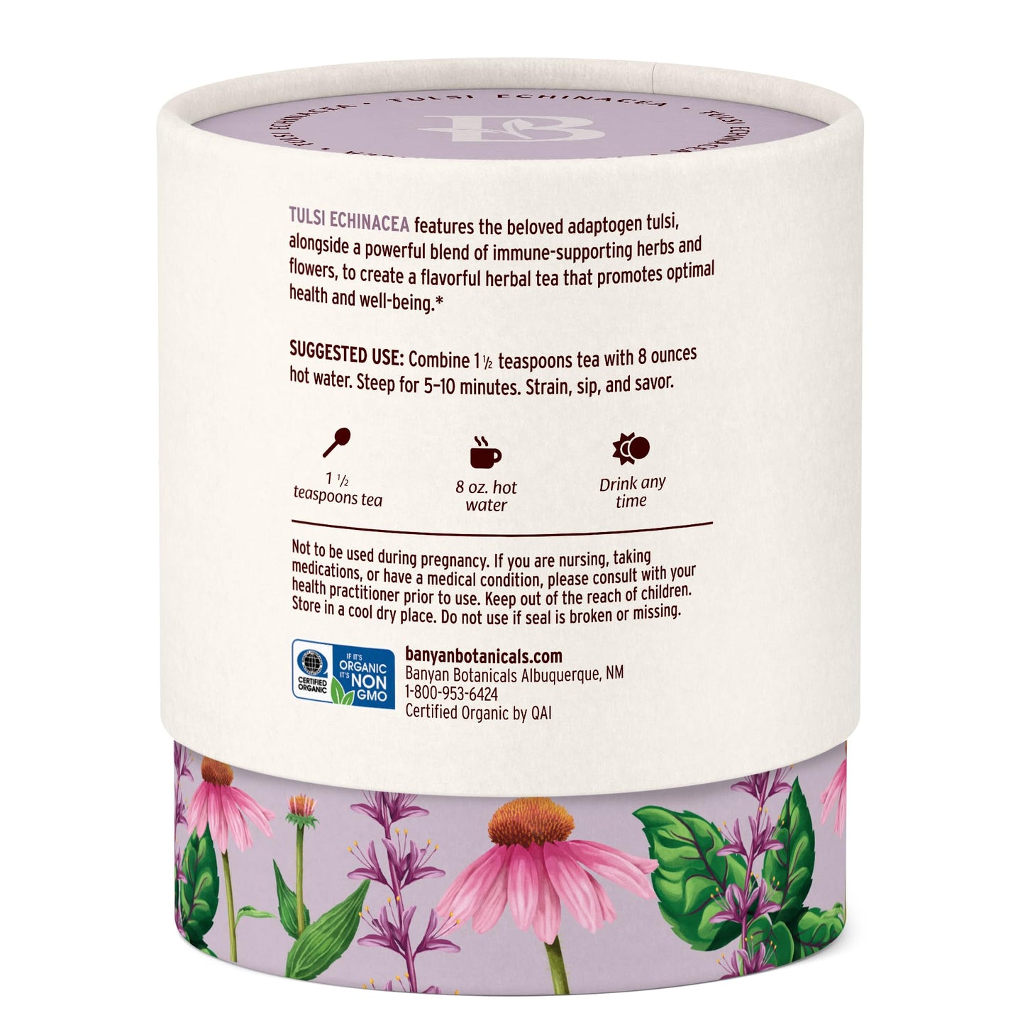 Banyan Botanicals Tulsi Echinacea Herbal Tea - Organic, Caffeine Free, 2 oz, Non-GMO, Loose Leaf