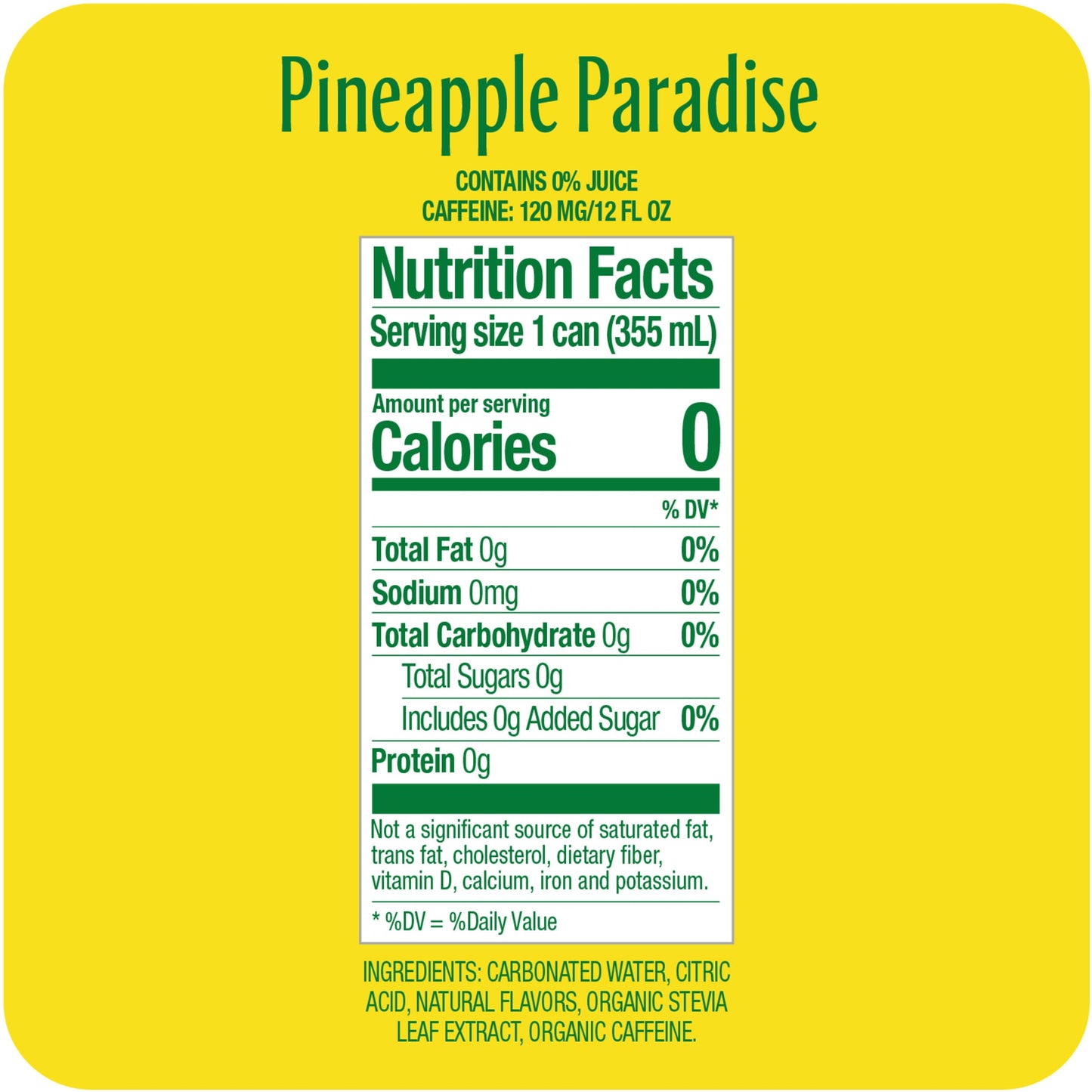 Zevia Zero Calorie Energy Drink, Pineapple Paradise, 12 Fl Oz Can