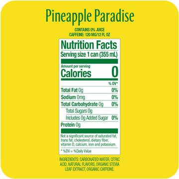 Zevia Zero Calorie Energy Drink, Pineapple Paradise, 12 Fl Oz Can